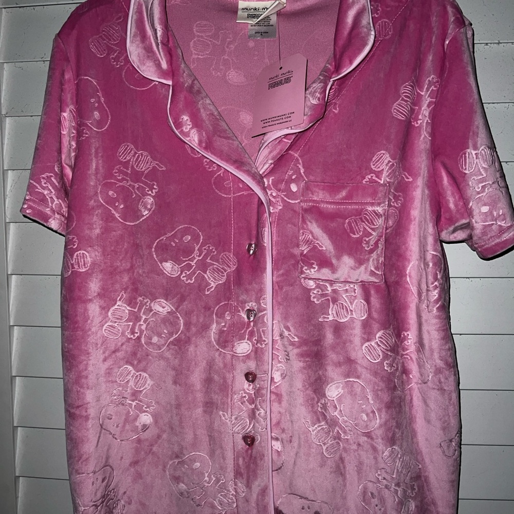 Pink Snoopy Pajama Short Set